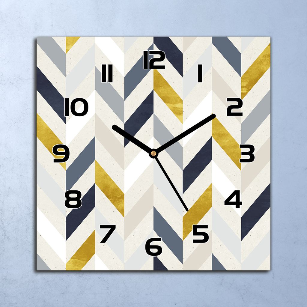 Wanduhr Echt-Glas-Küchenuhr Fischgrätenmuster Quarz Lautlos 30x30 Deko Bilder