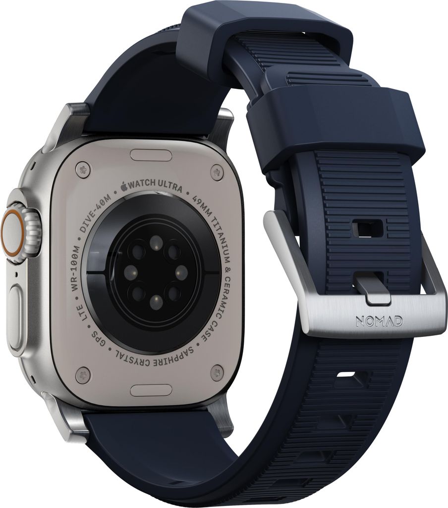 Nomad Rugged Strap Atlantic Blue Connector Silver 42/44/45/49mm
