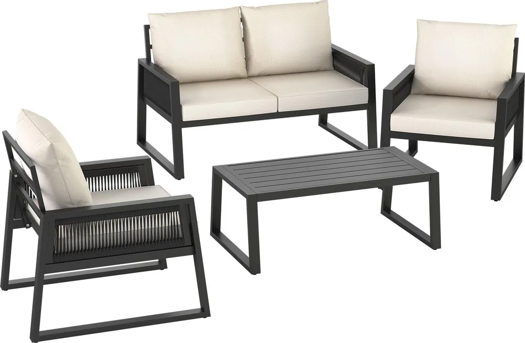 Aménager une terrasse moderne avec le salon Captive en alu et Rope gris