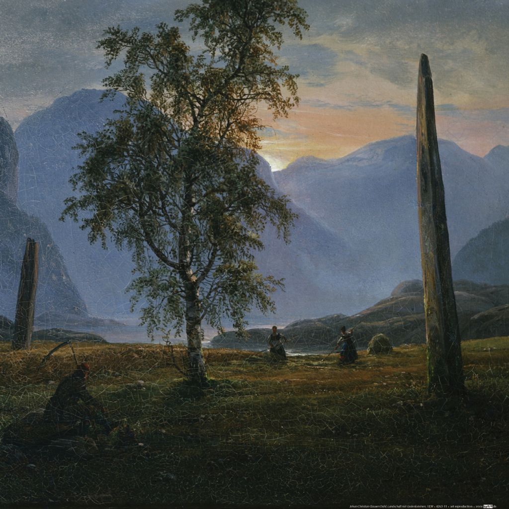 Johan Christian Dahl Kunstdruck Bild - Landschaft Mit Gedenksteinen, 1839 (40 x 40 cm)