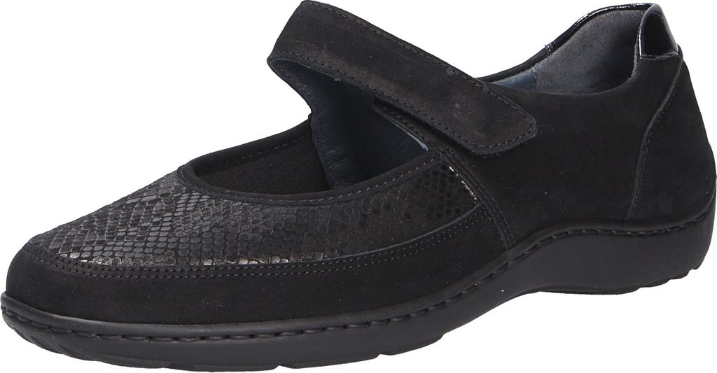 Waldläufer Henni-Soft, Ortho-Tritt, Denver (Nubukled.) / Krokusstretch, schwarz, Weite H 496H33-350-001 40 1/2
