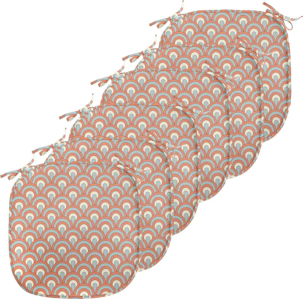 ABAKUHAUS Coussin de Chaise Orange Kurvige Waves 40x40 cm - Lot de 6