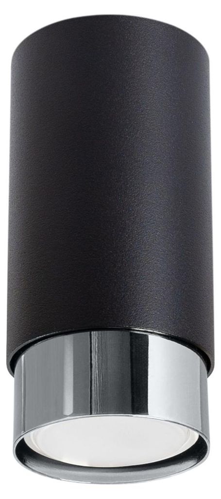 Deckenlampe Metall GU10 rund Ø 6 cm Schwarz Chrom Modern