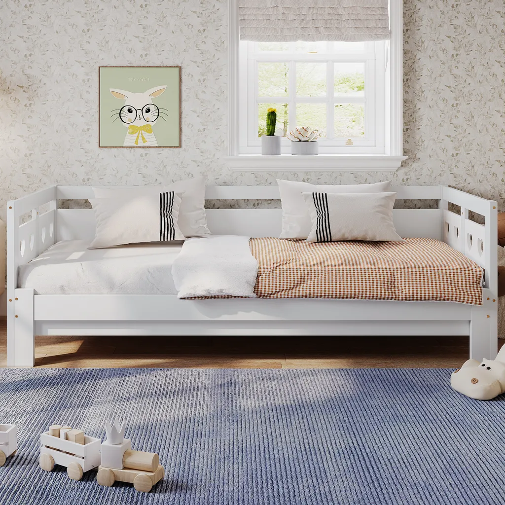 Lit d'appoint extensible blanc 90x190 cm idéal pour chambre d'amis - 7