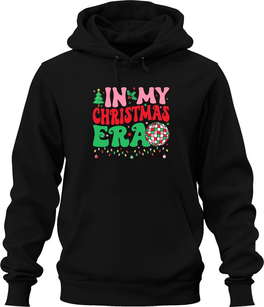 In My Christmas Era Weihnachten Disco Kugel Lichterkette Retro Uni Hoodie Kapuzenpullover, Schwarz, M