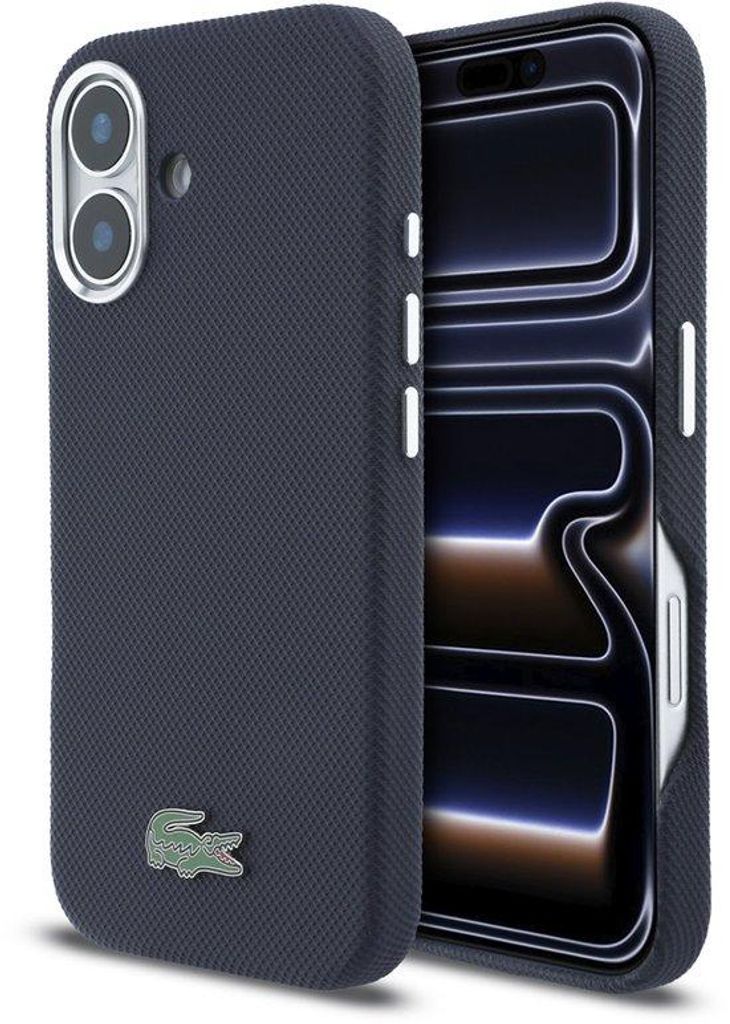 Lacoste Back Cover Case - iPhone 16 - Navy - MagSafe-compatibel