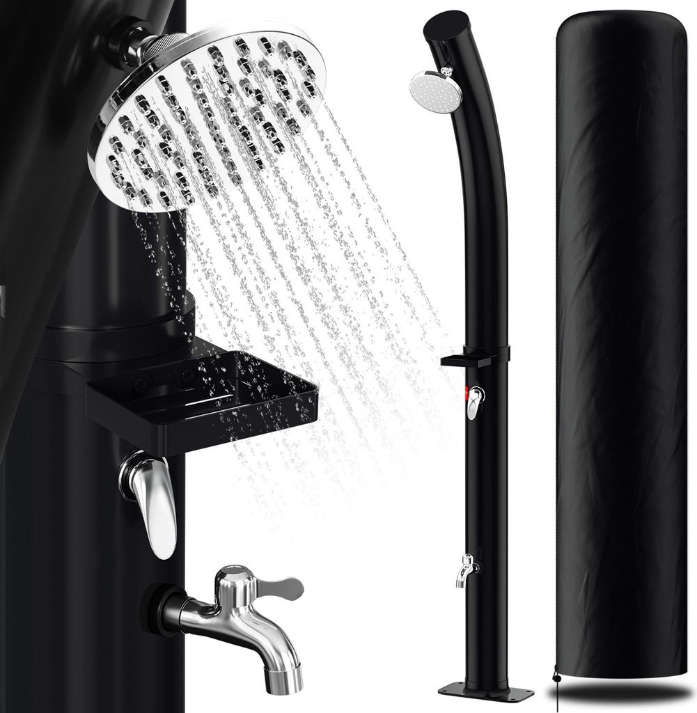 Faziango 20L Solardusche gebogen mit integrierter Seifenablage – Praktische Gartendusche Outdoor