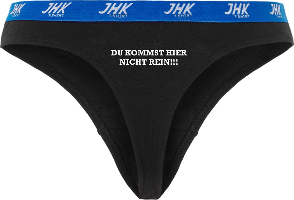 Damen Thong Slip - Boxer-0015-woman-black-v-S - schwarz - S - vorn - Du kommst hier nicht rein - lustiges Motiv - Spruch - Unterwäsche - Unterhose...