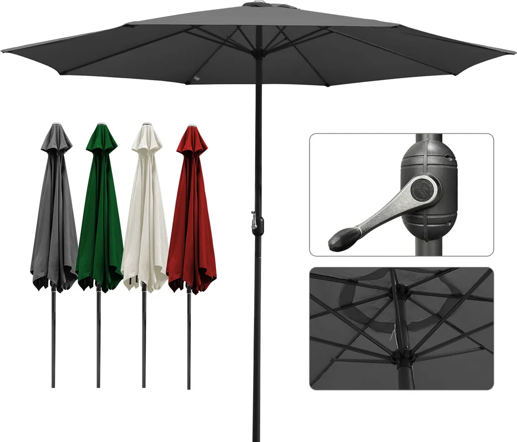 Ombrellone da Giardino Clanmacy 3.5m Grigio con LED Solari UV40+