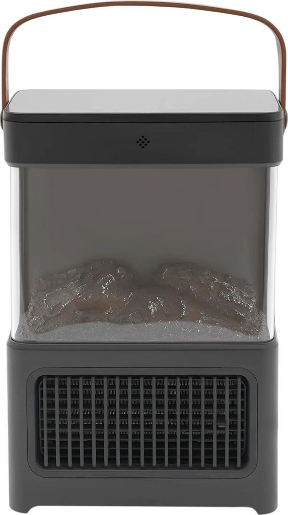 3D Elektrokamin Heizgerät - PTC Keramik Heizlüfter - 2000W 220V - Fernbedienung & Touch - 12H Timer - Schwarz
