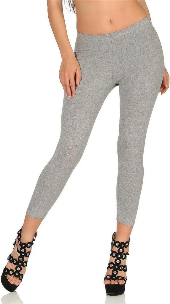 Damen Leggings 3/4 Capri mit Muster; Grau-Meliert/S