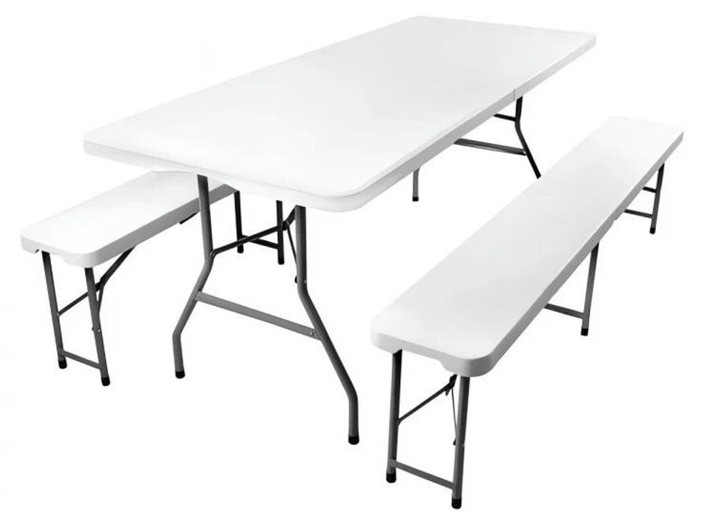 Table de jardin pliante 180cm + 2 bancs Image du produit 