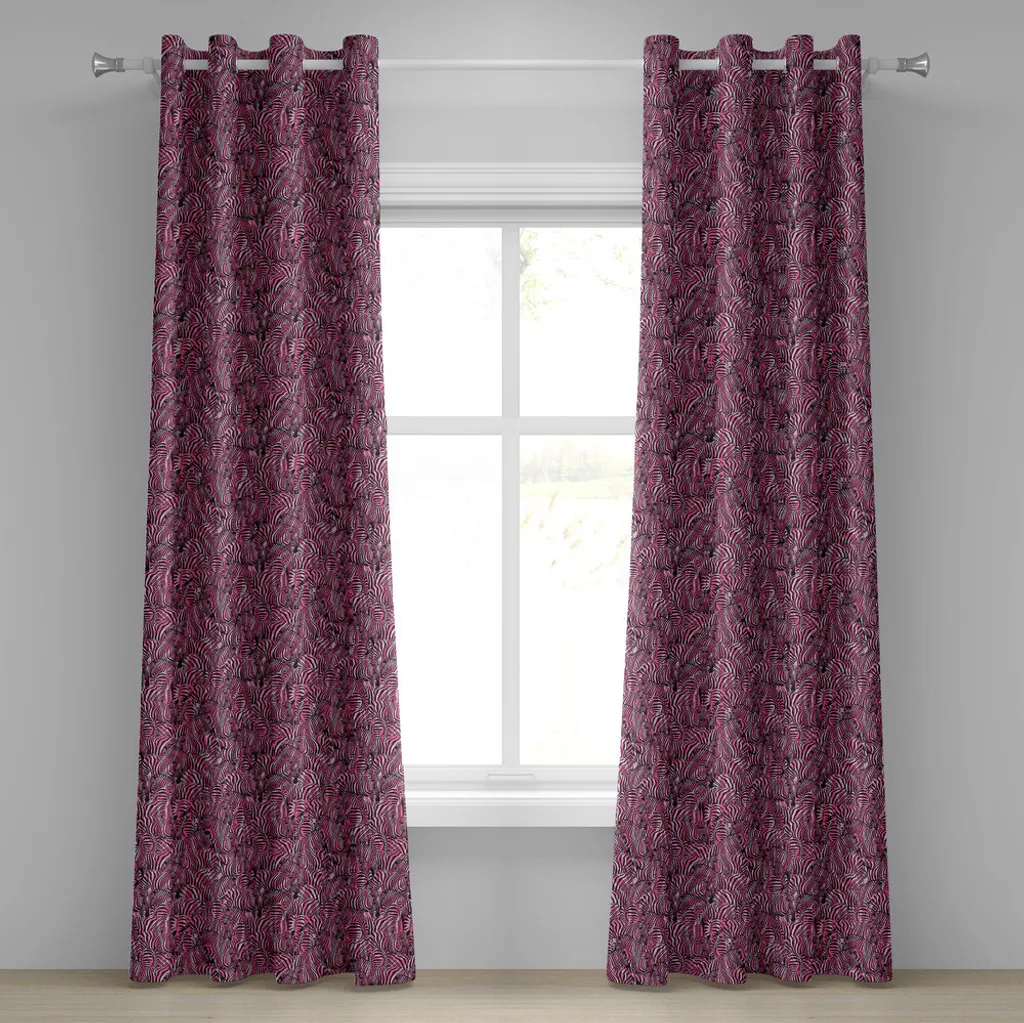 Rideaux pour chambre rose et mauve motif zébré 280 cm de large x 245 cm