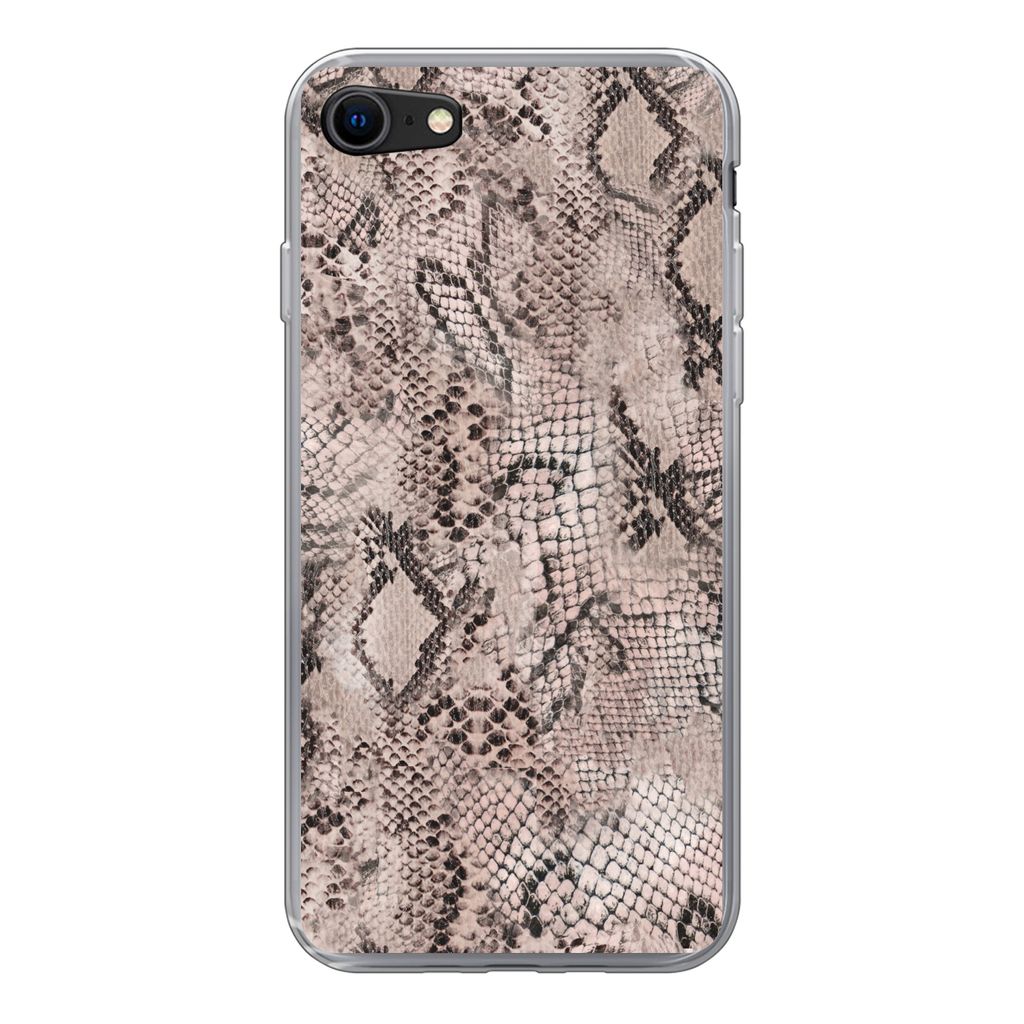 MuchoWow Handyhülle Schutzhülle Hülle für iPhone 8 Tiermuster - Grau - Schwarz Silikon Softcase Handy Hülle - Schutzhaube