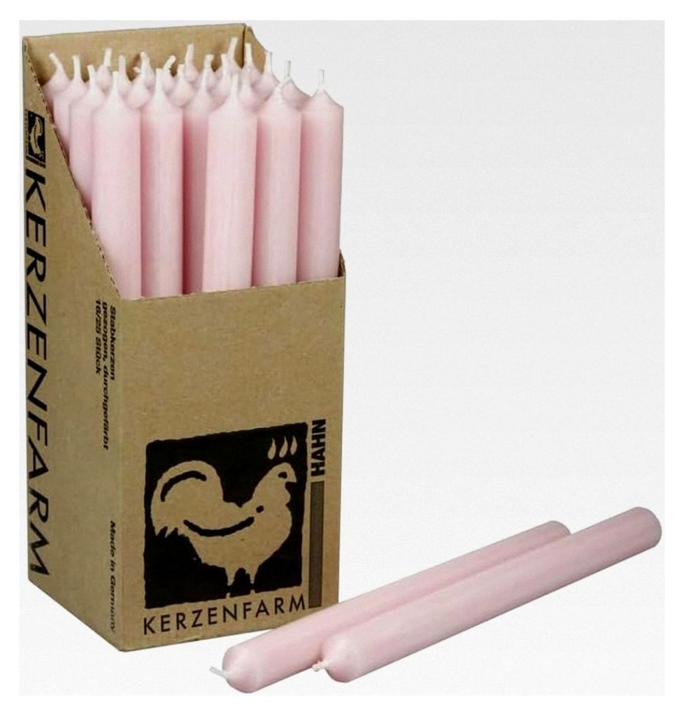 Extra lange Stabkerzen in Pastell-Rosa – 25 cm (250 mm) – Ø 2,2 cm – durchgefärbt und tropffrei – 12 Stunden Brenndauer – wählbar 10 o...