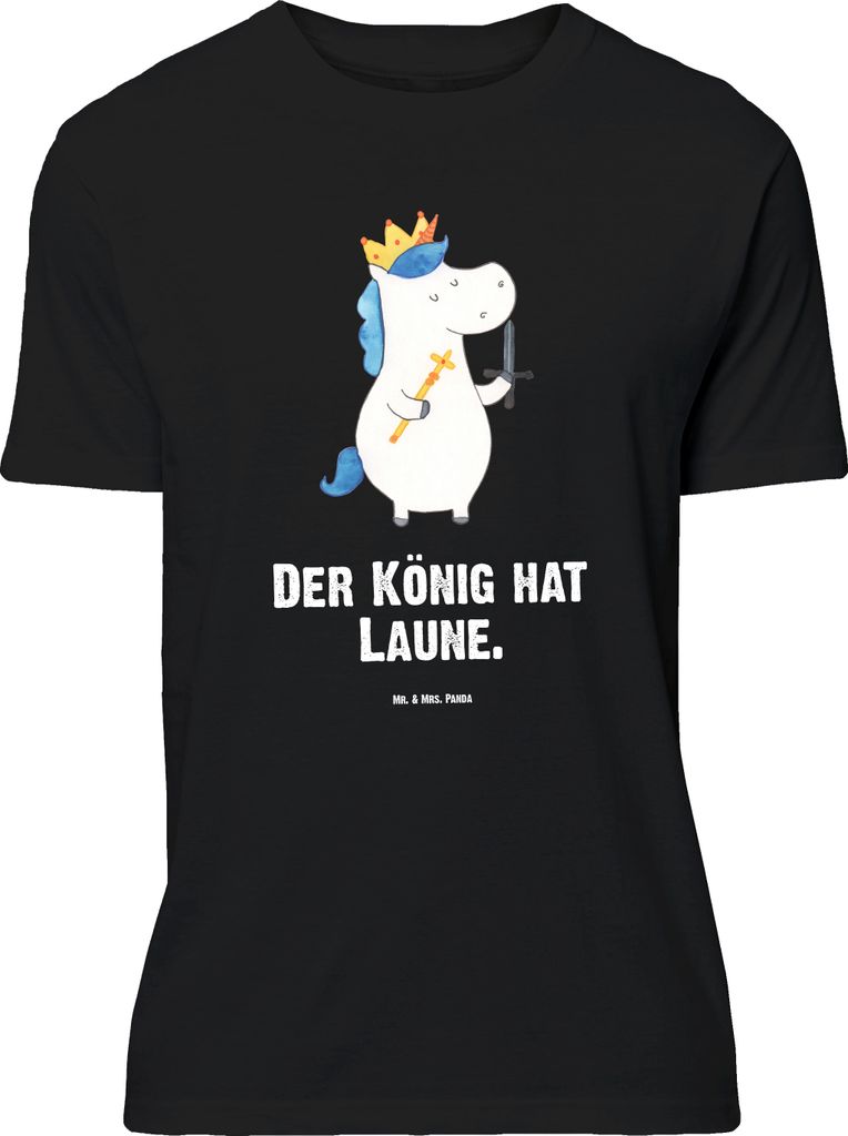 Mr. & Mrs. Panda Größe XL T-Shirt Einhorn König mit Schwert - Schwarz - Geschenk, Unicorn, Ritter, Shirt, Tshirt, Einhörner, Mittelalter, Spruch