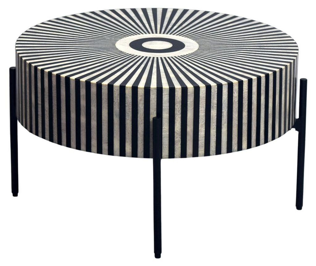 Couchtisch HARMONY NATURE 65cm Knocheneinlage Schwarz Weiß Produktbild 