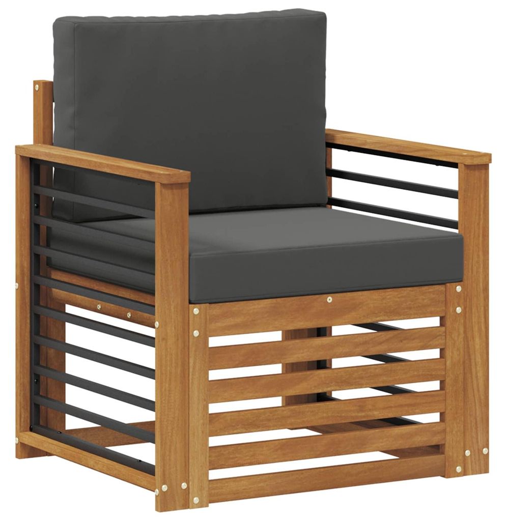 Outdoor-Sofa Massives Akazienholz und Polyester Natur
