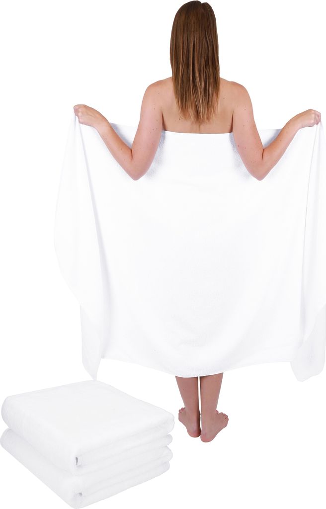 Betz 3-tlg. Set XXL Badetuch 100 x 200 cm DRESDEN Badetücher Saunatuch 100% Baumwolle Farbe weiss