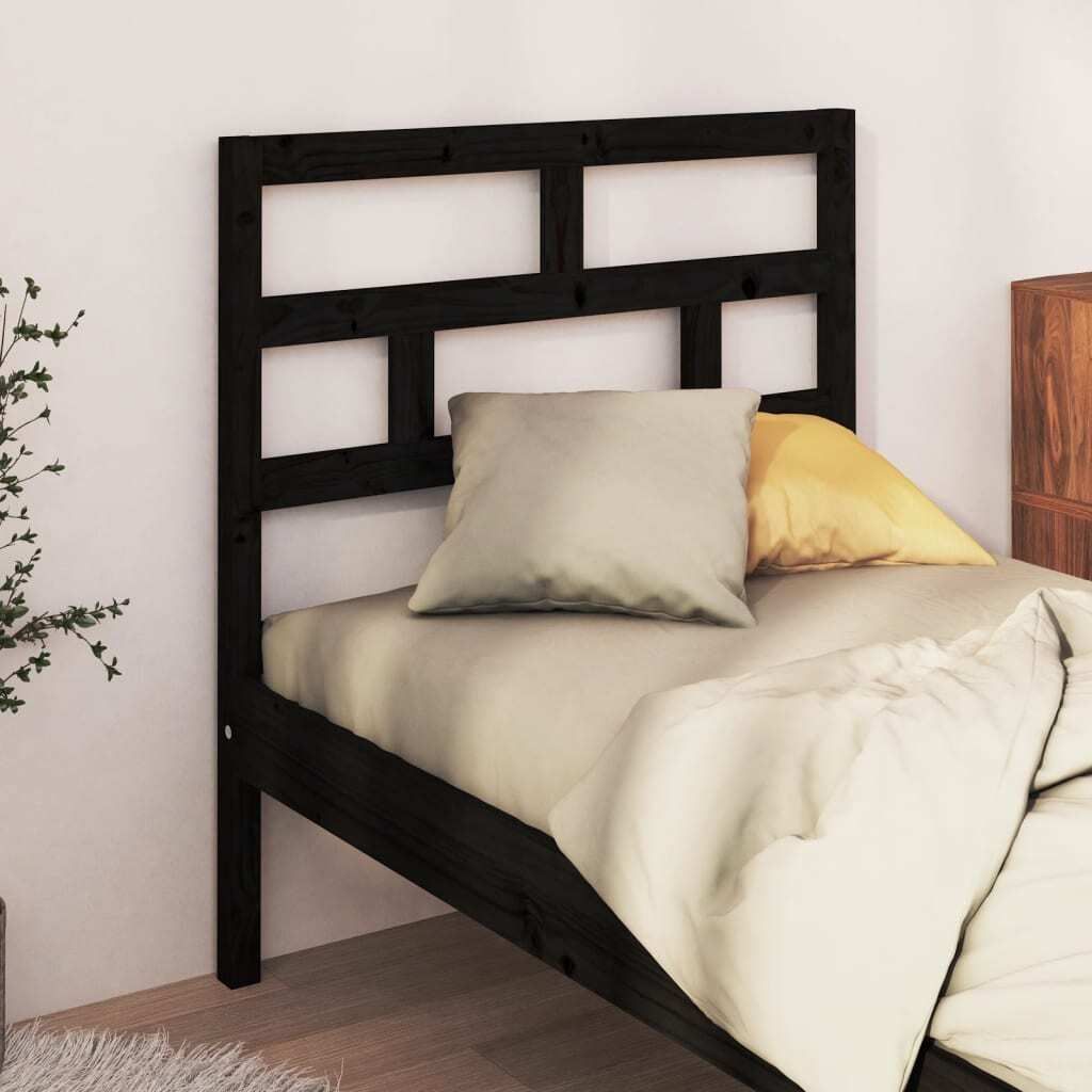 "Winterschlussverkauf "Bettkopfteil Moderner design - Kopfteil fürs Bett - Schwarz 106x4x100 cm Massivholz Kiefer NeuMöbel 9528197