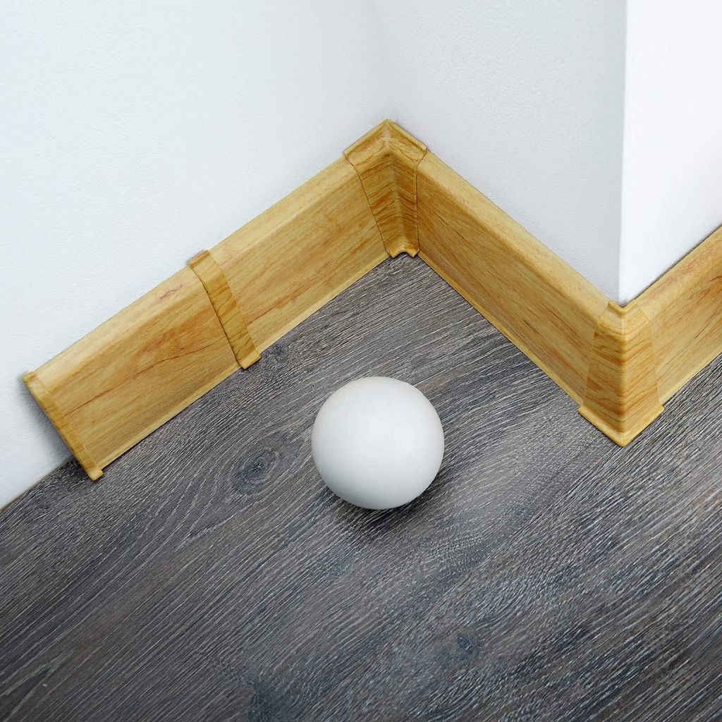 2 Meter Sockelleiste 70mm PVC Eiche Nobel Laminatleisten Fussleisten aus Kunststoff PVC Laminat Dekore Fußleisten
