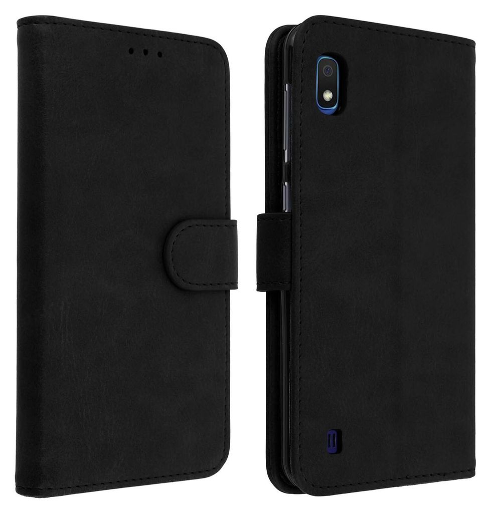 Avizar, Flip Cover Geldbörse, Klappetui Kunstleder für Samsung Galaxy A10, Schwarz