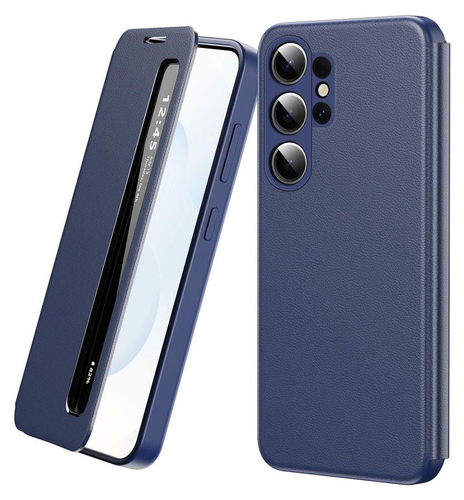 Handy Hülle Smart View für Samsung Galaxy S26 Ultra Kunstleder Flip Case Blau