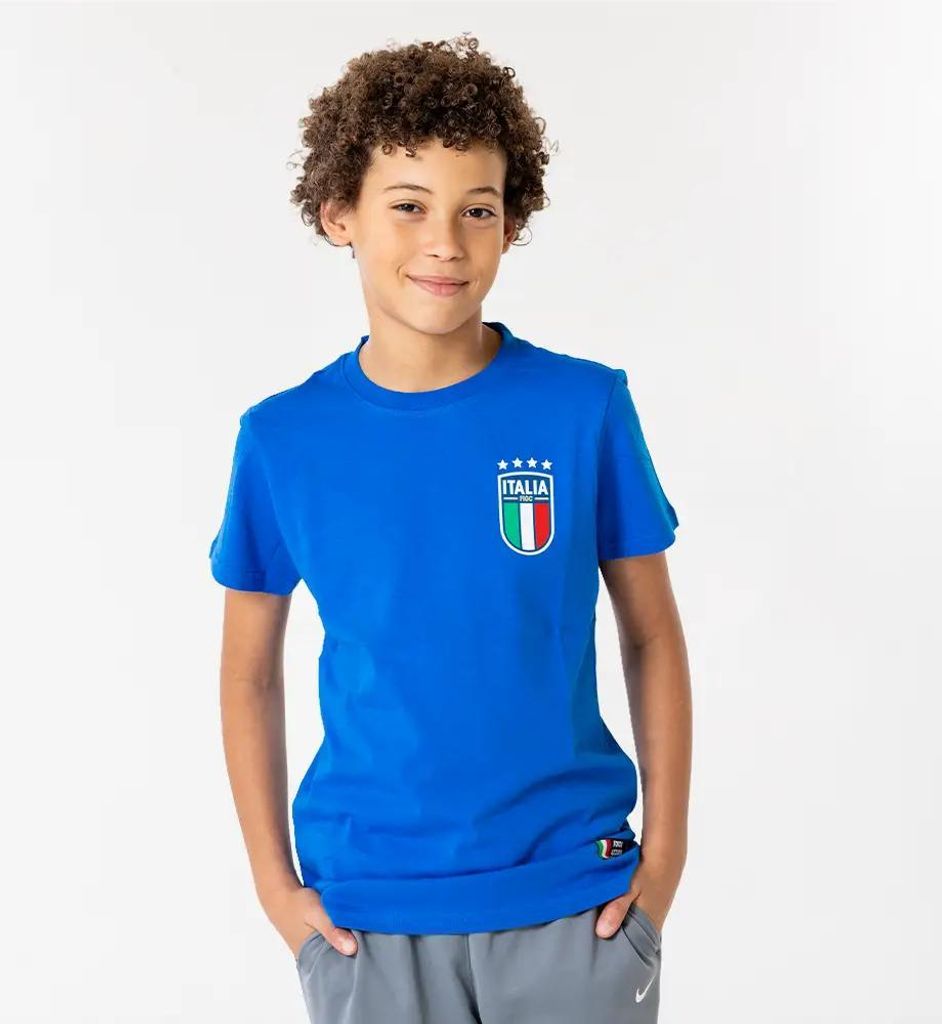 Italienisches Nationalmannschaft Kinder T-Shirt - Größe 116 / 6 Jahre - FIGC Shirt - Italienisches Nationalteam - Offizielles Produkt