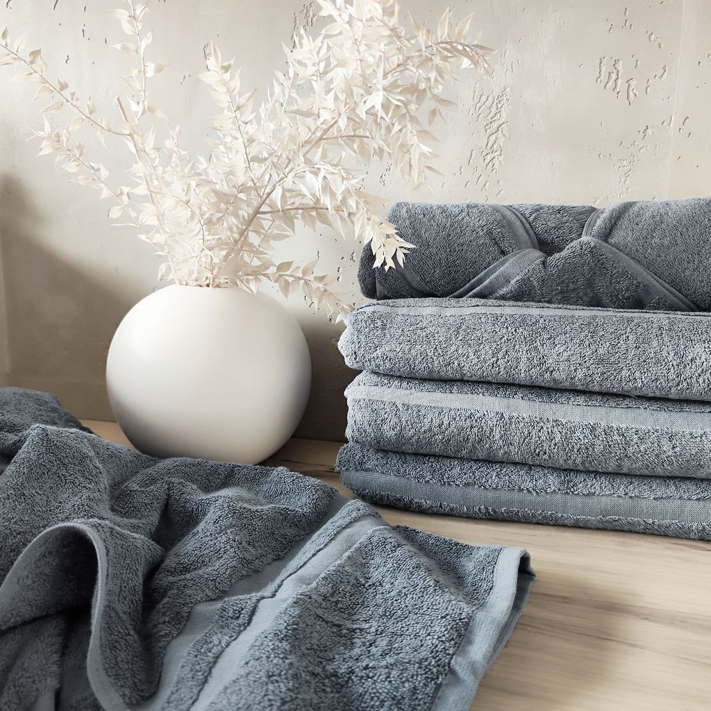 5er Set Duschtücher, 70x140 cm, 100% Baumwolle, grau Produktbild 6
