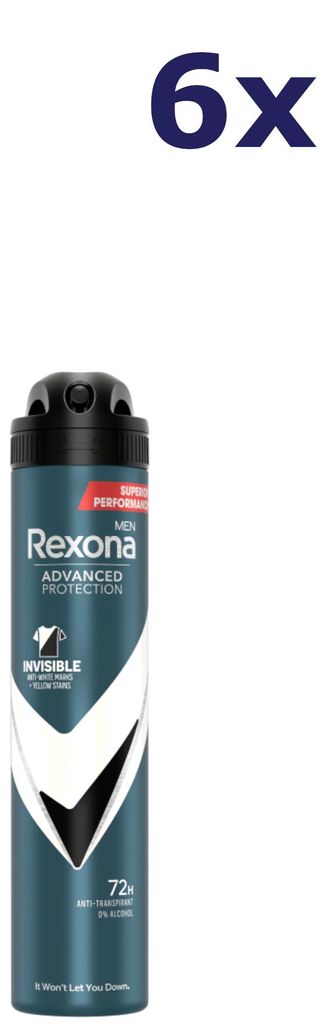 6x Rexona 200 ml Deo-Spray für Männer, Schutz, unsichtbar