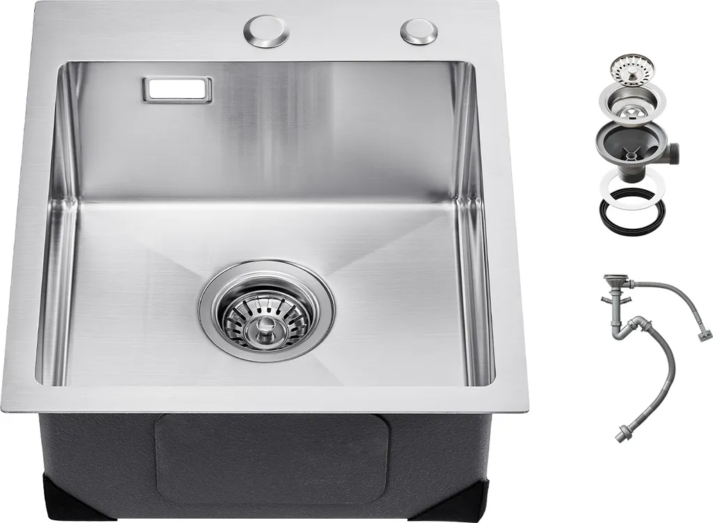 VEVOR lavello da cucina da incasso 40 x 45 x 19 cm, lavello in acciaio inox, lavello domestico per camper preparazione cucina bar