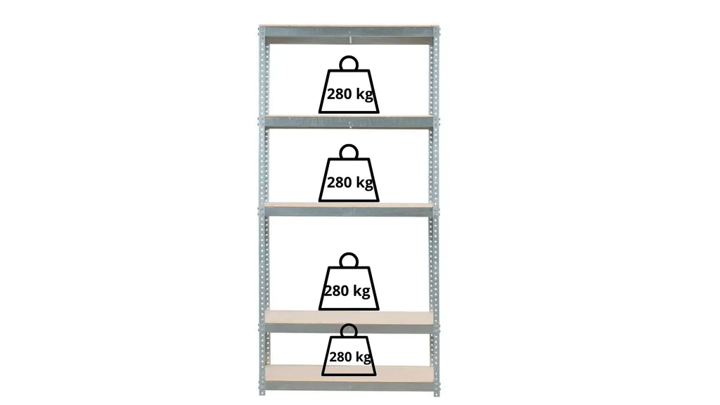 Rayonnage métallique à visser 210x91x46 cm avec 5 tablettes de 280 kg