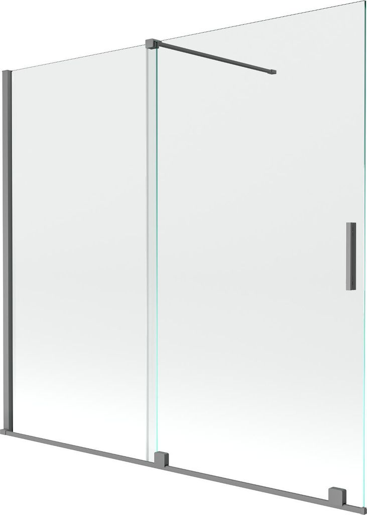 Mexen Velar Duschwand 2-flügelige Schiebetür 170 x 150 cm, transparent, Gun Metal - 896-170-000-01-95
