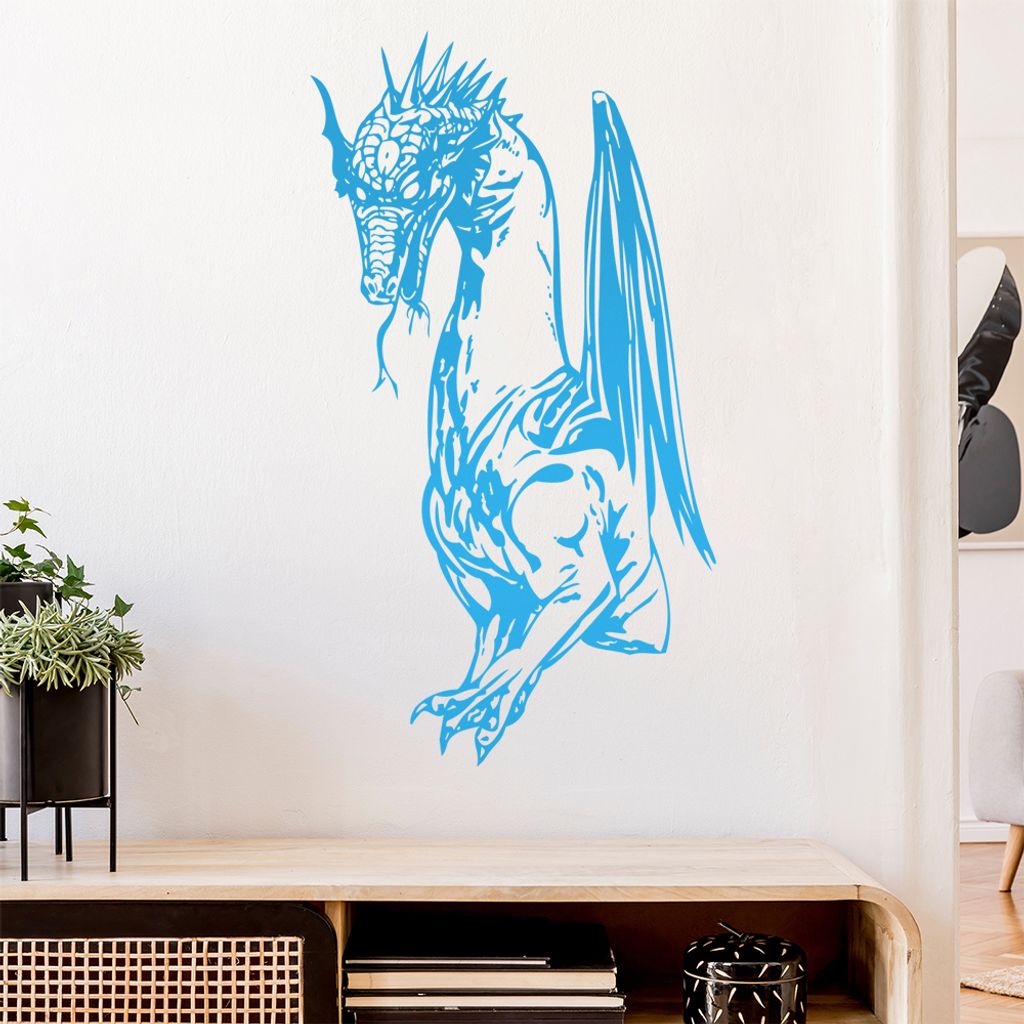 Drachen Wandtattoo in 6 Größen - Wandaufkleber Wall Sticker - Dekoration, Küche, Wohnzimmer, Schlafzimmer, Badezimmer