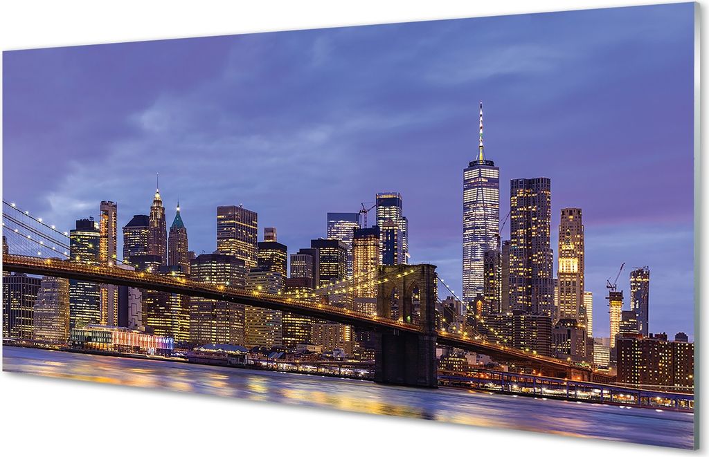 Glasbilder 100x50 Wandkunst Sunset Brücke Fluss