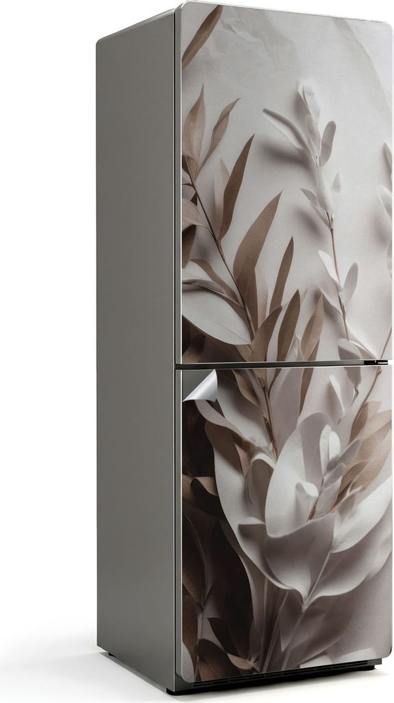 Zarte Blätter und Blüten – Kühlschrank Aufkleber – Klebefolie Kühlschrank – Kühlschrank Nachbildung – Kühlschrankfolie selbstklebend ...