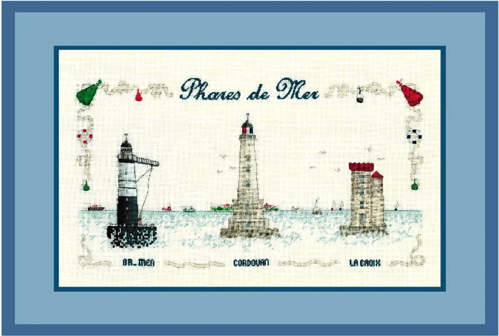 Kit broderie complet Petit Point : apprenez à broder les phares de mer