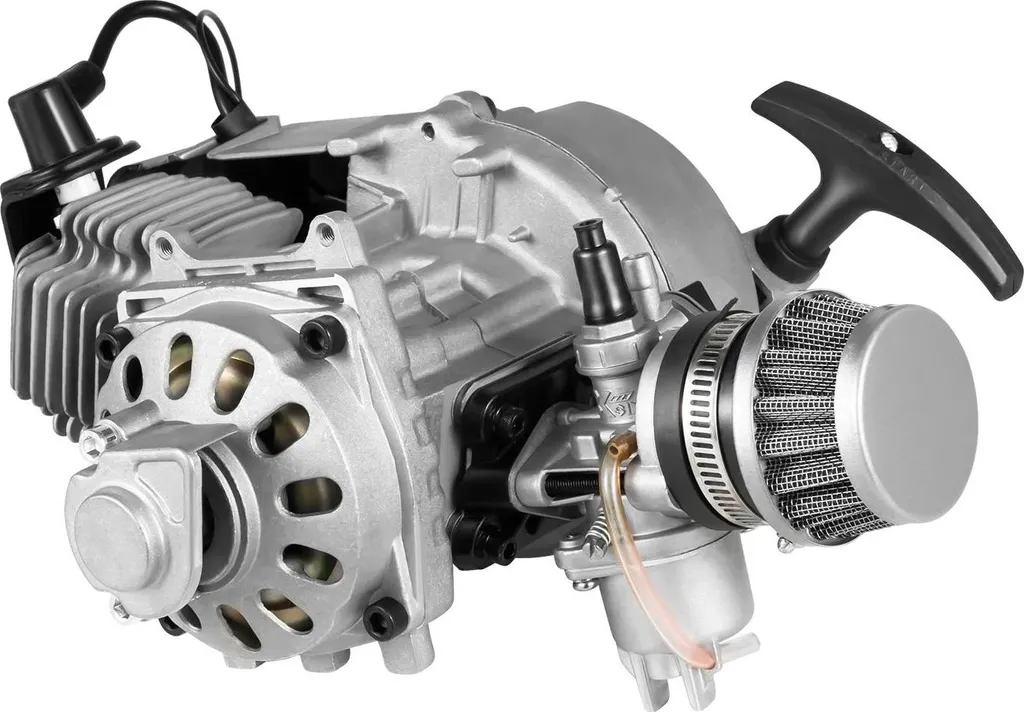 Kit moteur vélo 2 temps 50cc monocylindre argent avec démarrage à câble