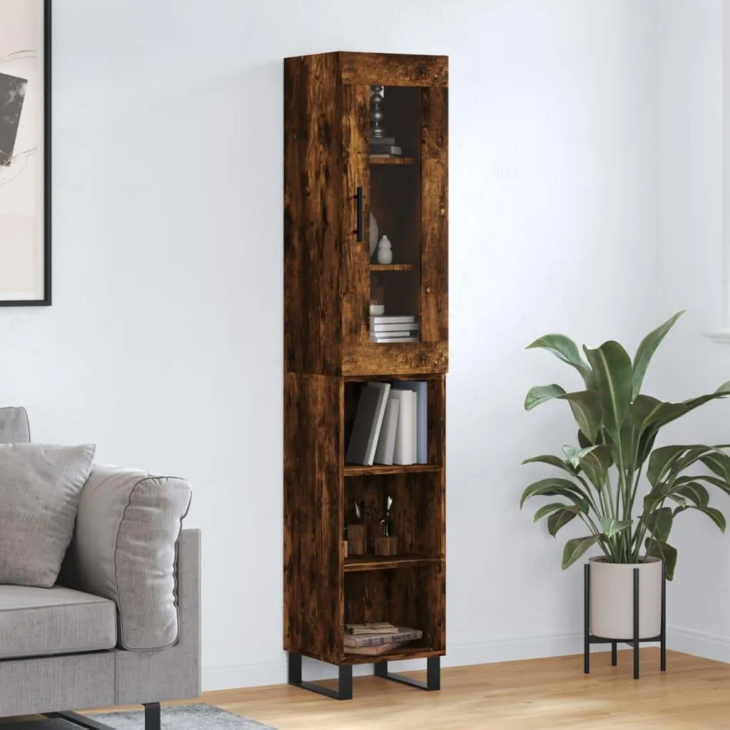 vidaXL Credenza Rovere Affumicato 34,5x34x180 cm - Mobile Alto Salvaspazio
