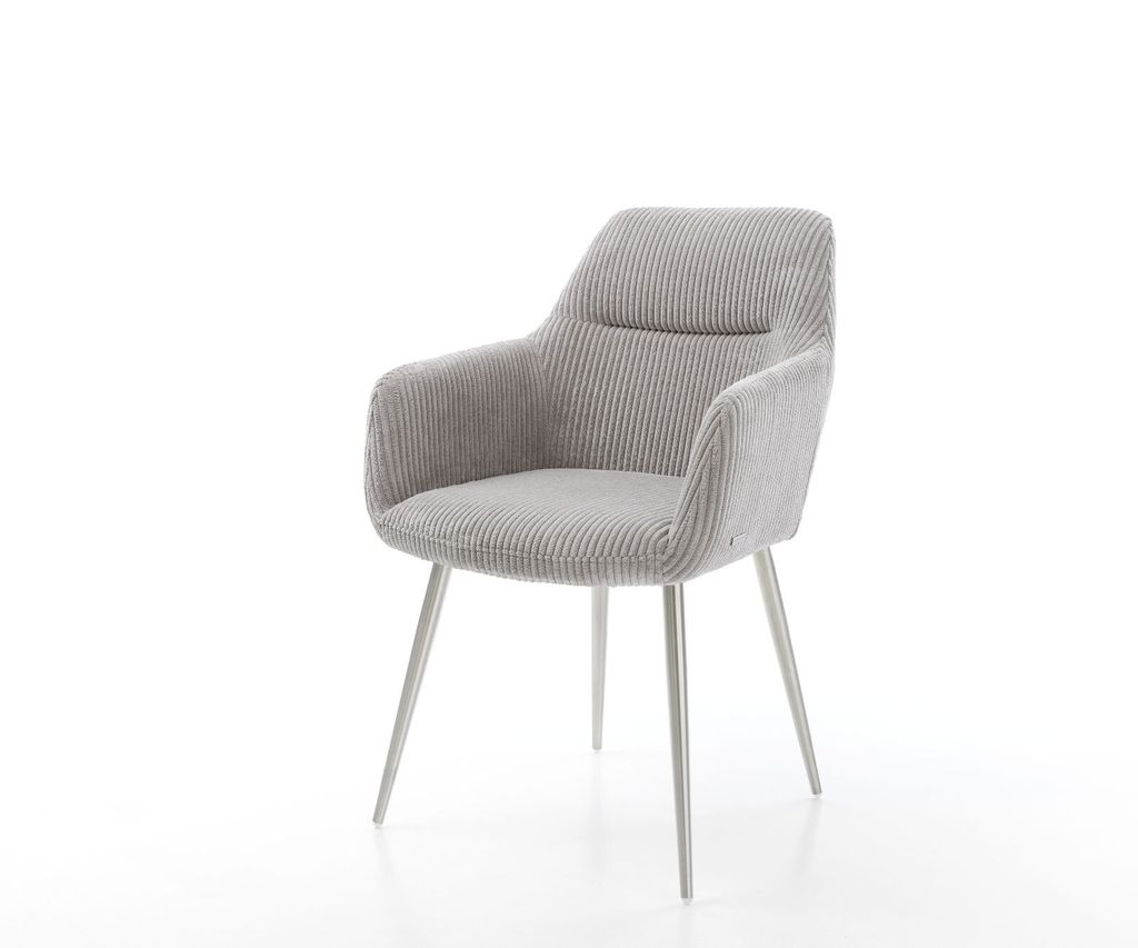 DELIFE Esszimmerstuhl Pejo-Flex Cord Silbergrau 4-Fuß konisch Edelstahl Taschenfederkern