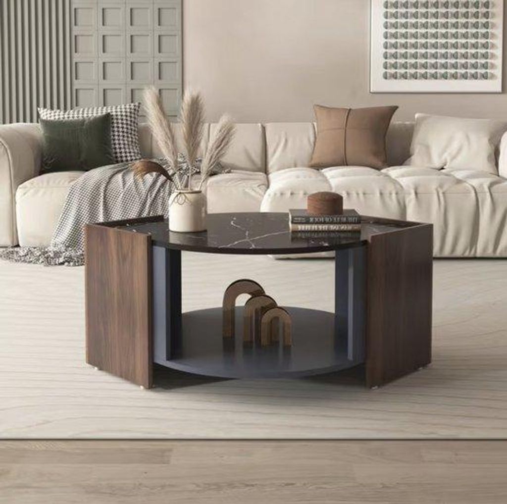 Salontafel aus Eichenholz mit Walnus-Farbe – Moderne Design mit Kontrastierenden Farben und Einzigartigen Linien