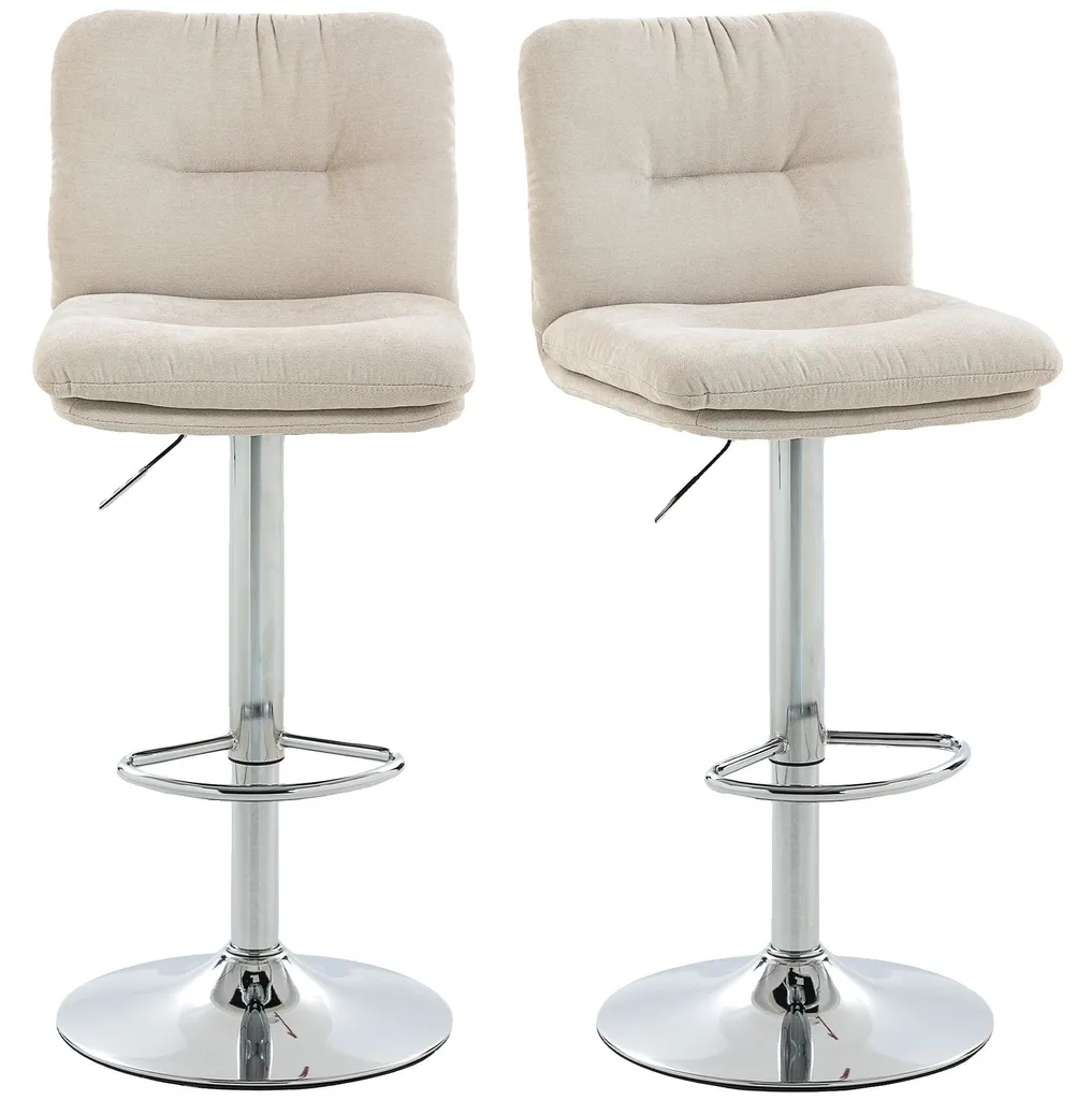 Tabouret de bar beige pour coin repas et bureau assis-debout ajustable - K8
