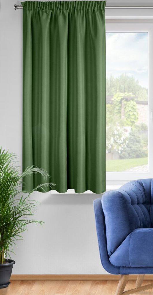 Eurofirany RITA Vorhang 140x175 Kräuselband Dunkelgrün
