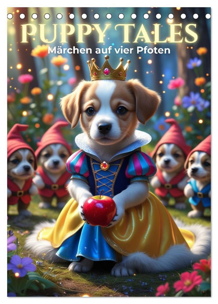 Puppy Tales - Märchen auf vier Pfoten (Tischkalender 2027 DIN A5 hoch), CALVENDO Monatskalender