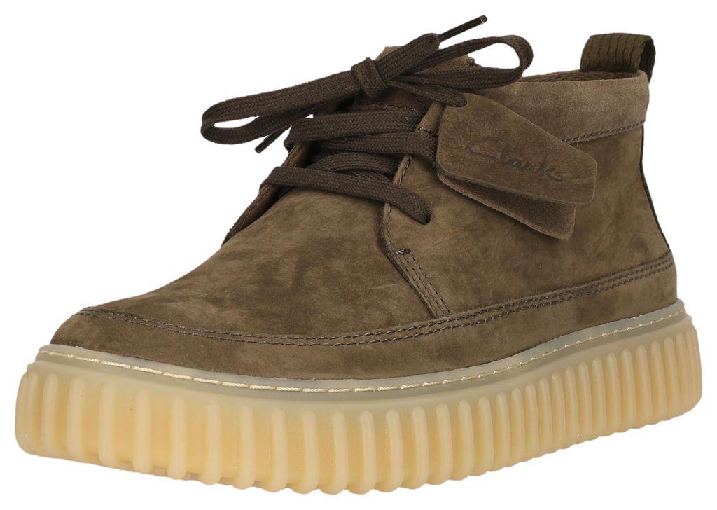 CLARKS Schnürstiefelette Torhill Lace High mit gerippter Laufsohle 1234 Khaki 42,5