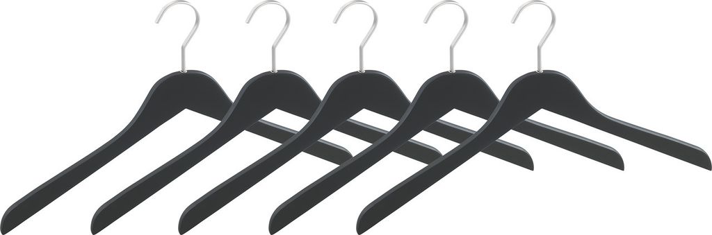 WENKO Kleiderbügel Mod. Paris Schwarz 5er Set, Produktbild 