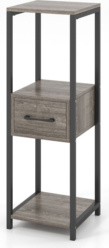 GOPLUS Blumenständer, 3-Stufiger Pflanzenständer mit Schublade, Pflanztisch Blumentisch Blumenregal Pflanzenregal