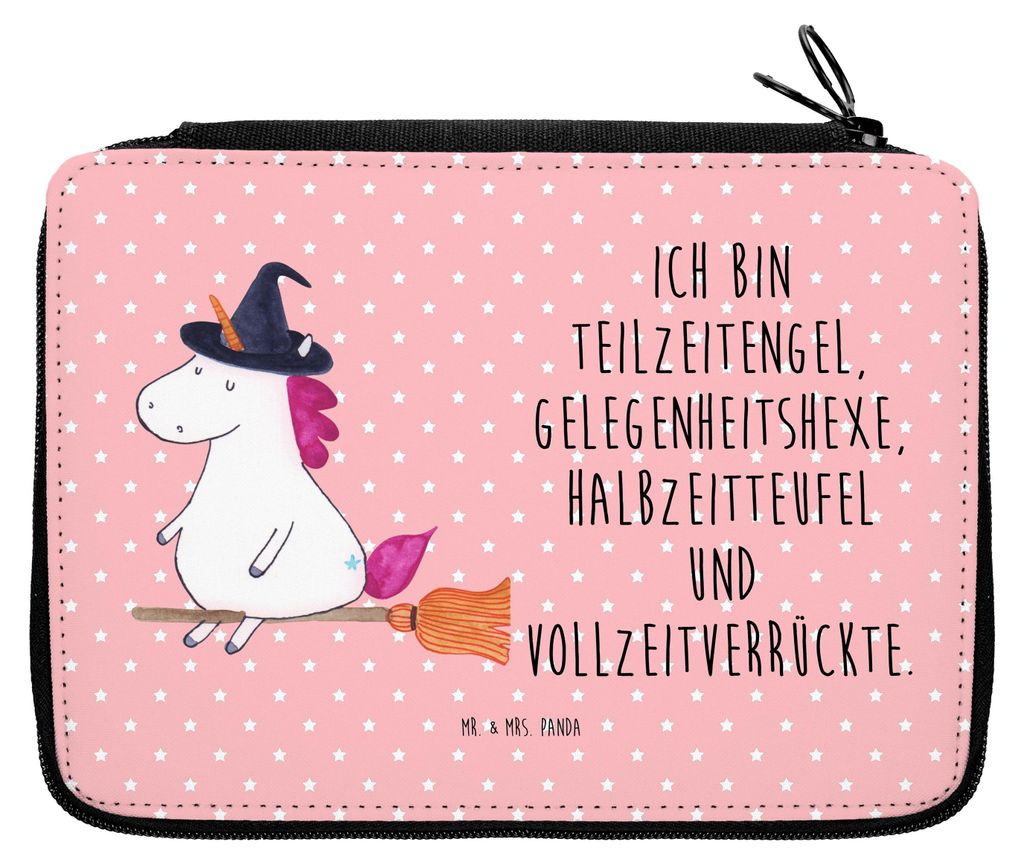 Mr. & Mrs. Panda Federmäppchen Einhorn Hexe - Rot Pastell - Geschenk, Frau, Einhörner, Schlampermäppchen, Teufel, Bleistiftetui, Schreibmappe, M...