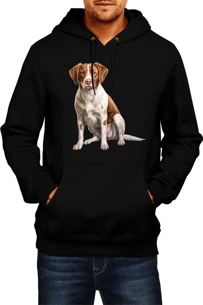 Herren Kapuzenpullover Dogs Breeds Brittany Dog Breed 006, Man 2XL / Schwarz