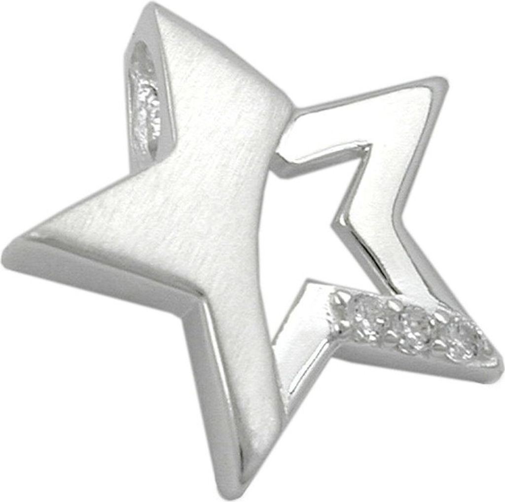 Stern mit Zirkonia - Anhänger aus echtem 925 Silber Silberanhänger Damen